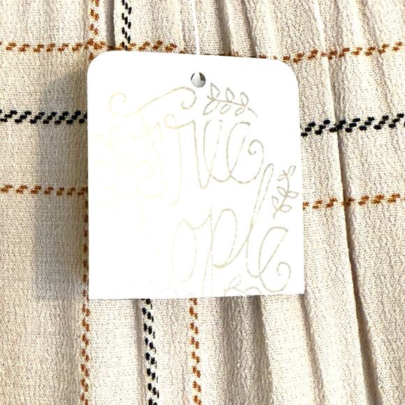 NWT Free People Bon Bon Midi Dress Sz XS Beige Plaid High Low Deep V Neck $128 - Picture 10 of 12
